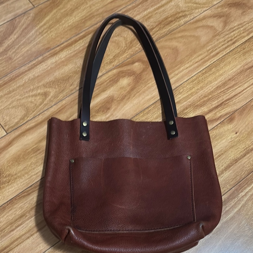 Portland leather goods tote bag